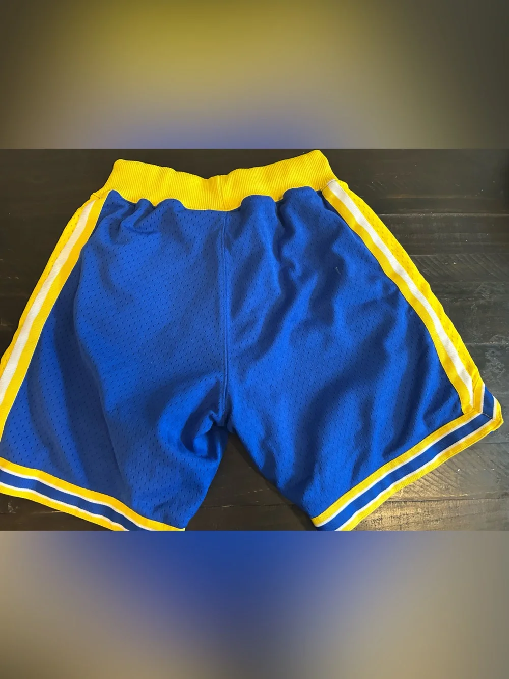 Warriors Mitchell & Ness Blue and Yellow Hardwood Classics Drawstring Shorts